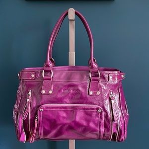 Longchamp Rodeo purple patent handbag